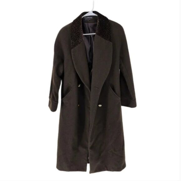Donny Brook Women's Double Breasted 100% Wool Coat Brown- 10
